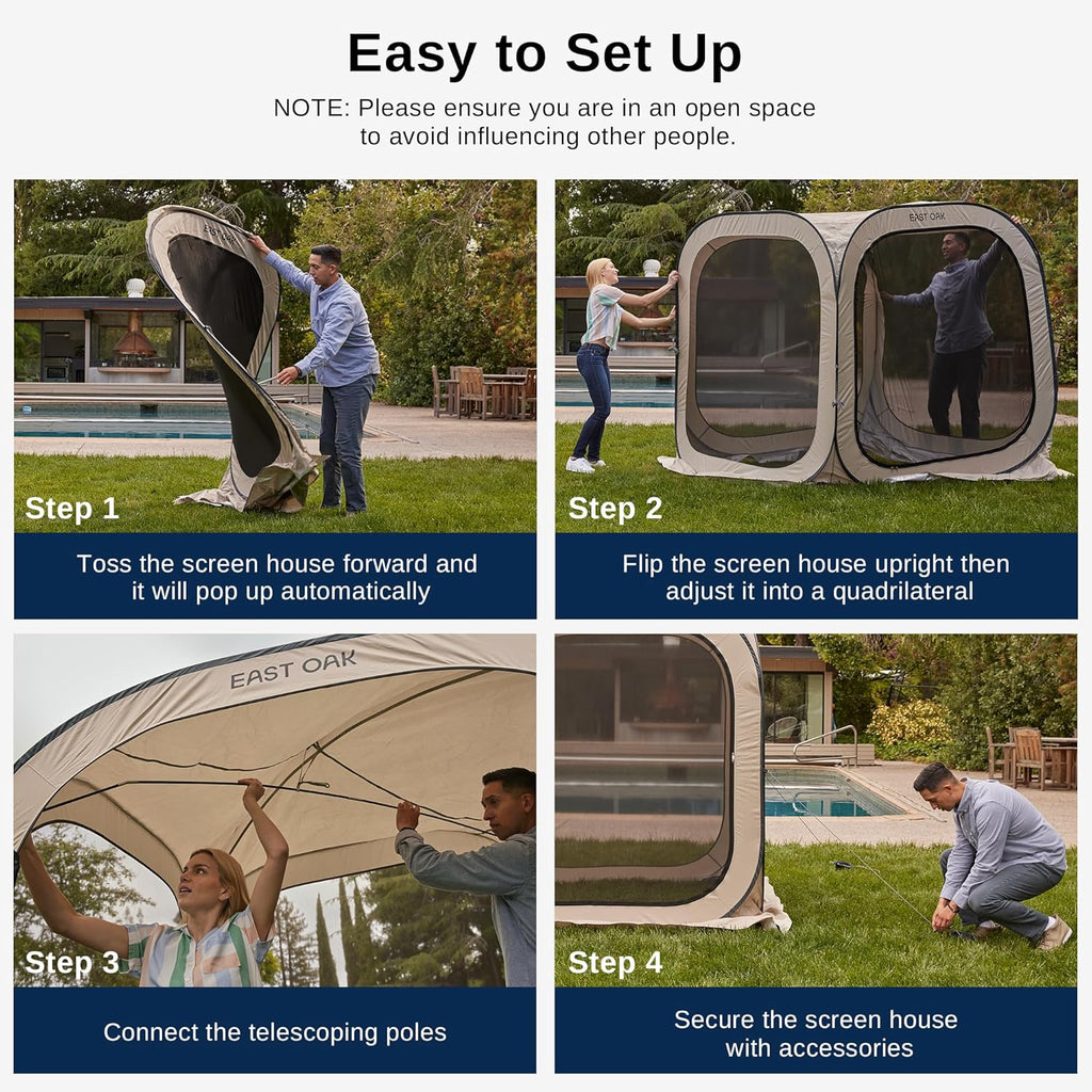 EAST OAK Screen House Tent Pop-Up Portable Screen Room Canopy Instant Screen Tent 10 x 10 FT wourant
