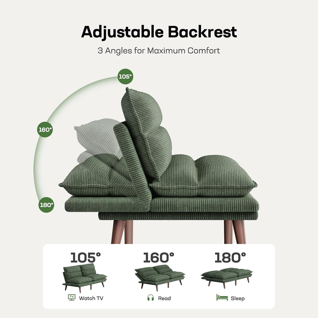 Futon Sofa Bed Futon Sofa Adjustable Back Armrests Converts to Small Sleeper Sofa Bed wourant