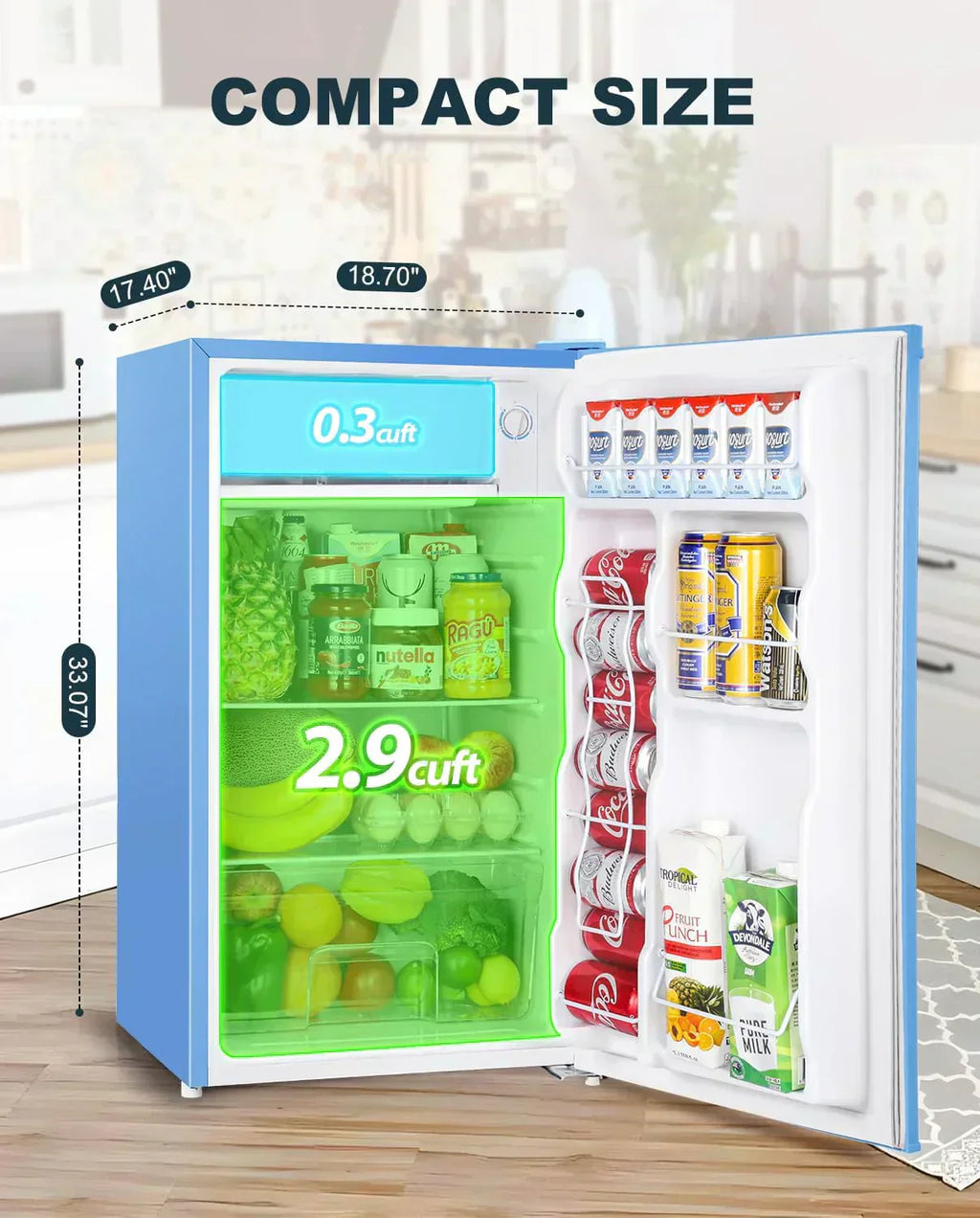 Upstreman 3.2 Cu.Ft Mini Fridge Freezer Single Door Fridge Dorm Fridge Adjustable Thermostat wourant