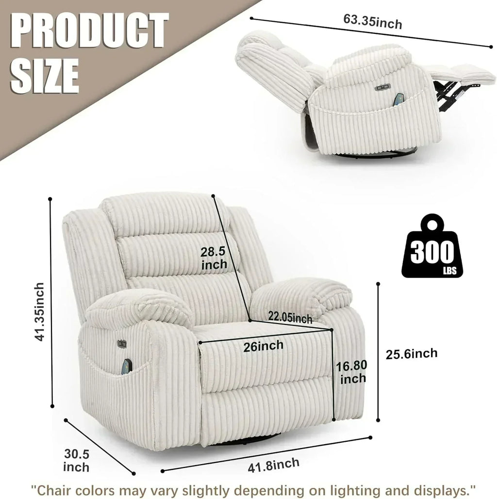 Electric rotary rocker lounge chair for adults with massage and calories USB charging ports wourant