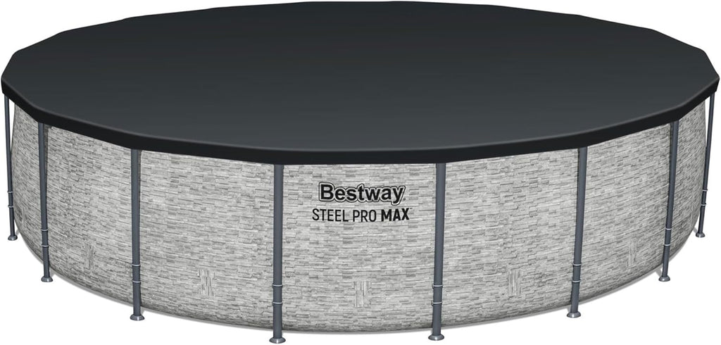 Steel Pro MAX 14 Foot x 48 Inch Round Metal Frame Above Ground Outdoor Swimming Pool Set wourant