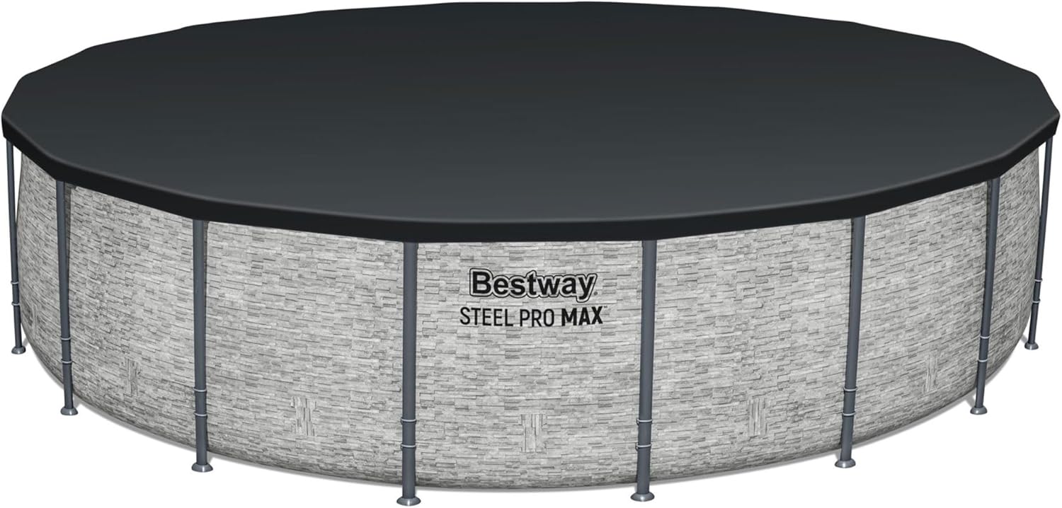 Steel Pro MAX 14 Foot x 48 Inch Round Metal Frame Above Ground Outdoor Swimming Pool Set wourant