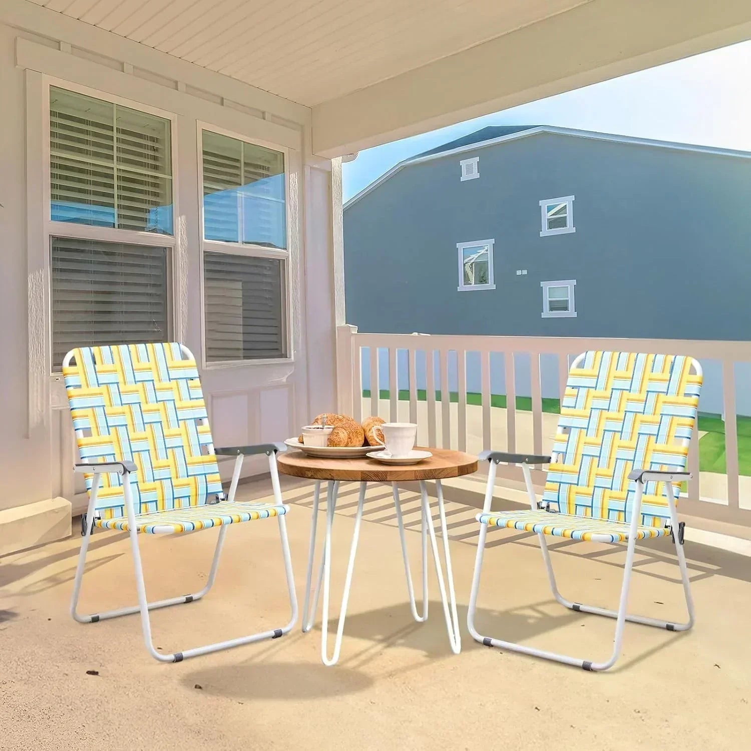 VINGLI Patio Lawn Webbed Folding Chairs Set of 2 Outdoor Beach Portable Lawn Chair wourant