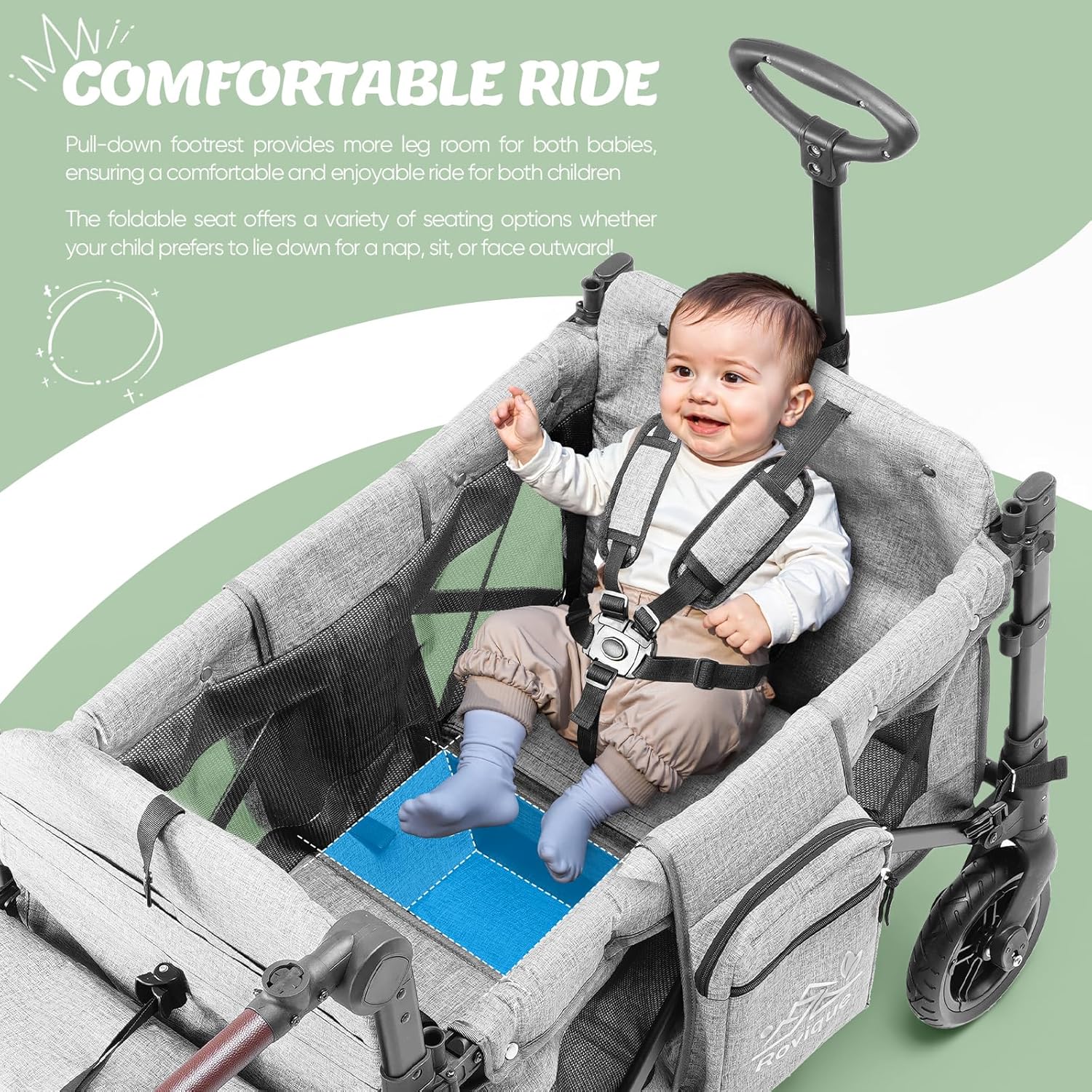 Wagon Stroller for 2 Kids Premium Wagon for Kids with Removable Canopy Snack Tray wourant
