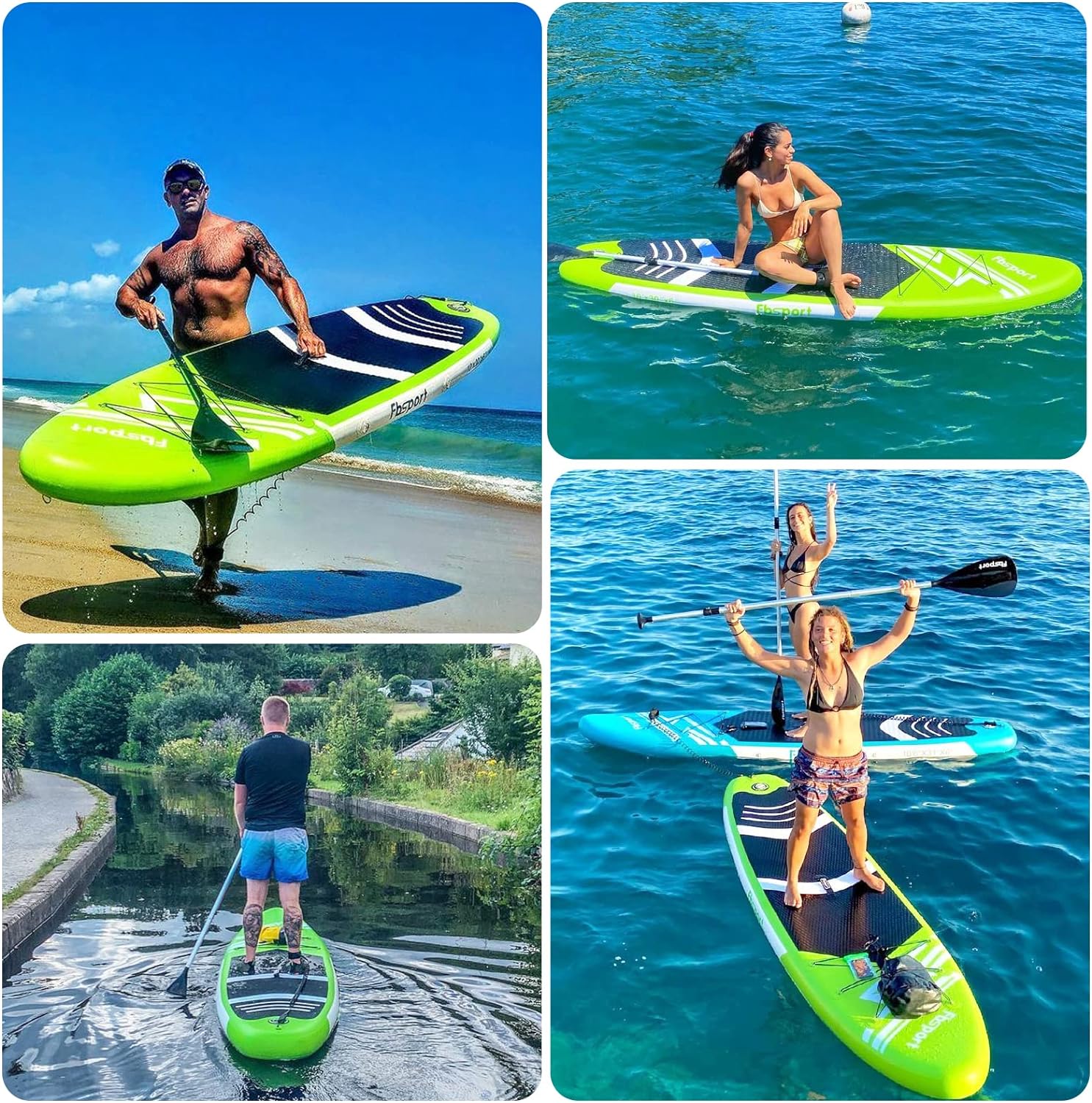 FBSPORT 11' Premium Stand Up Paddle Board Yoga Board with Durable SUP Accessories Carry Bag wourant