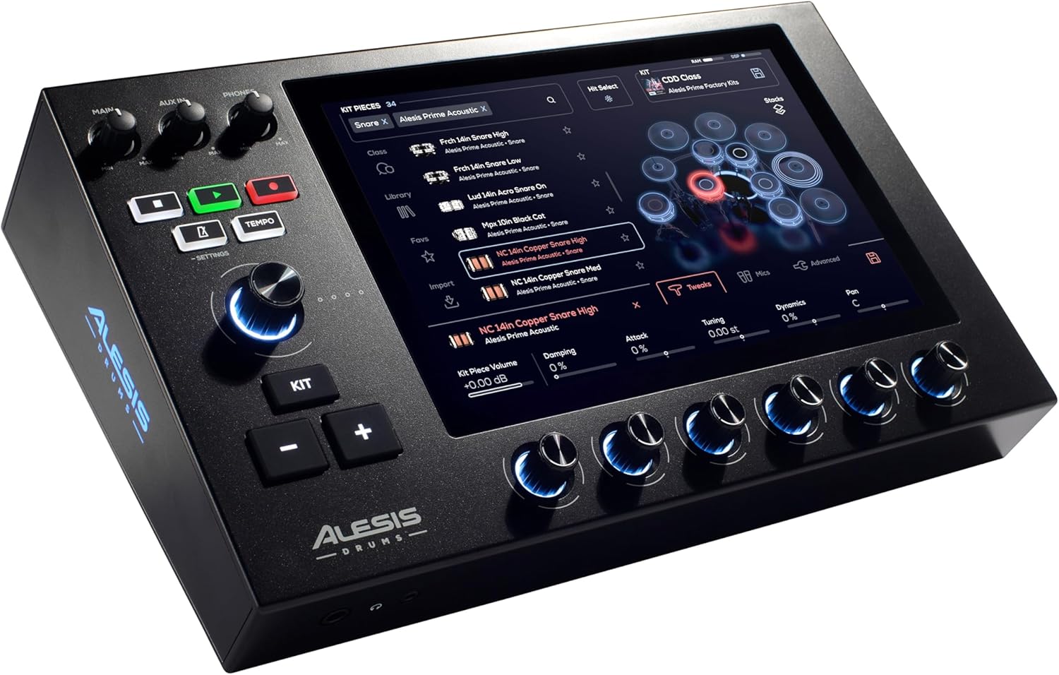 Alison Strata Prime Electronic Drum Set with Touch Screen Dual Area Grid Head wourant