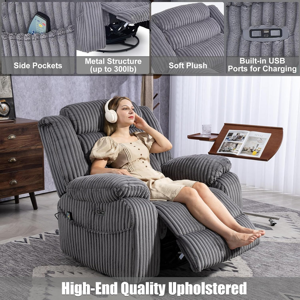 Electric rotary rocker lounge chair for adults with massage and calories USB charging ports wourant