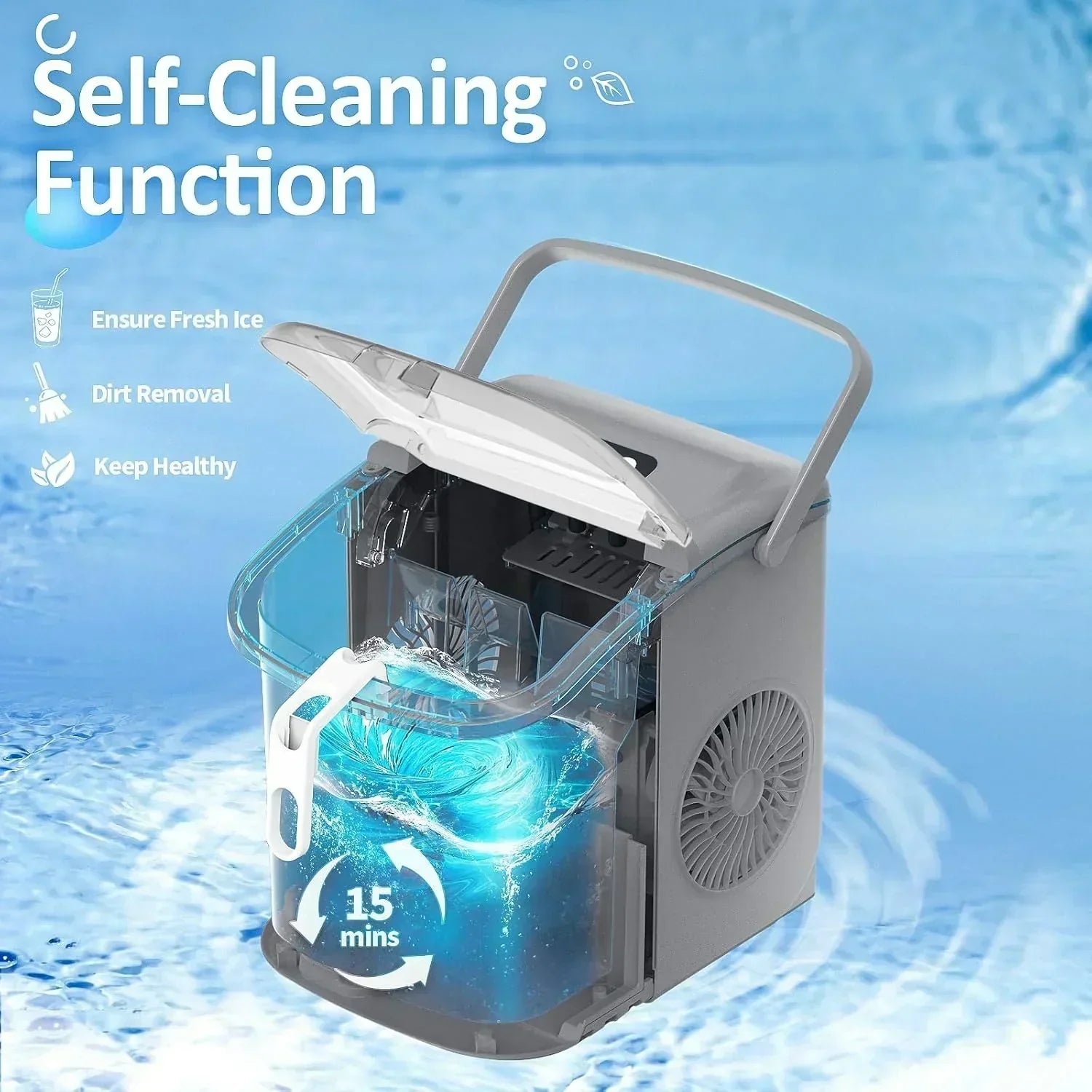 Nugget Ice Makers Countertop Pebble Ice Machine with Chewable Pellet Ice Self-Cleaning wourant