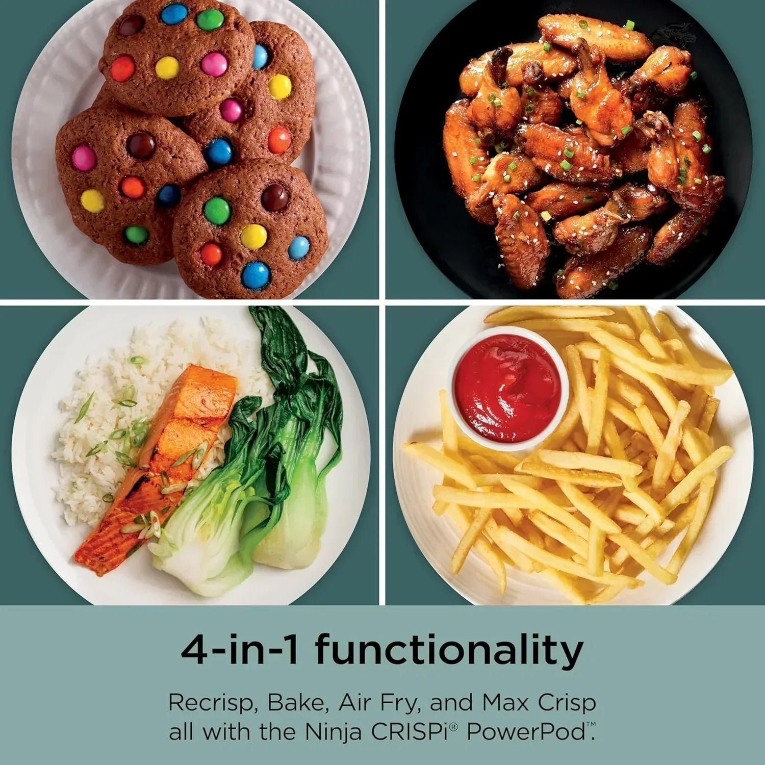 Ninja Crispi 4 in 1 Portable Glass Air Fryer Cooking System 4QT 6 Cup TempWare Glass Containers wourant