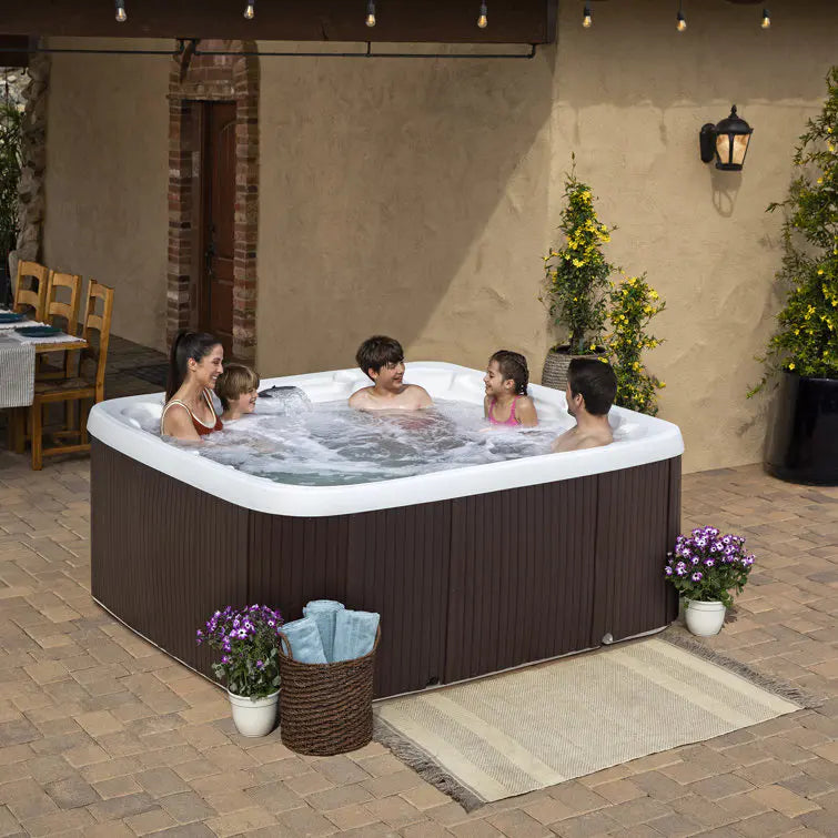 Lifesmart Spas 230 Volt 7 Person 65 Jet Square Hot Tub with Ozonator in Espresso wourant