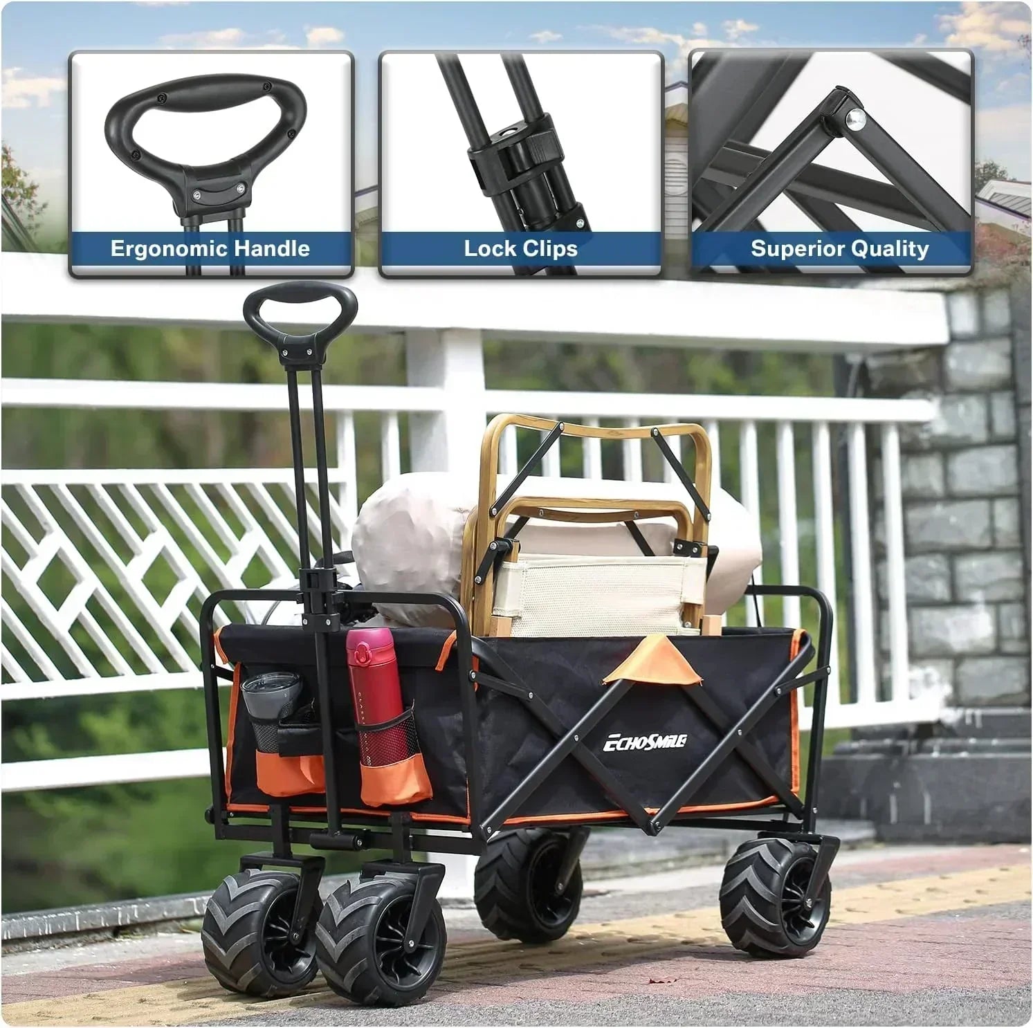 Heavy Duty 350 lb Capacity Foldable Caravan Outdoor Folding Camping Caravan Portable Grocery Cart wourant