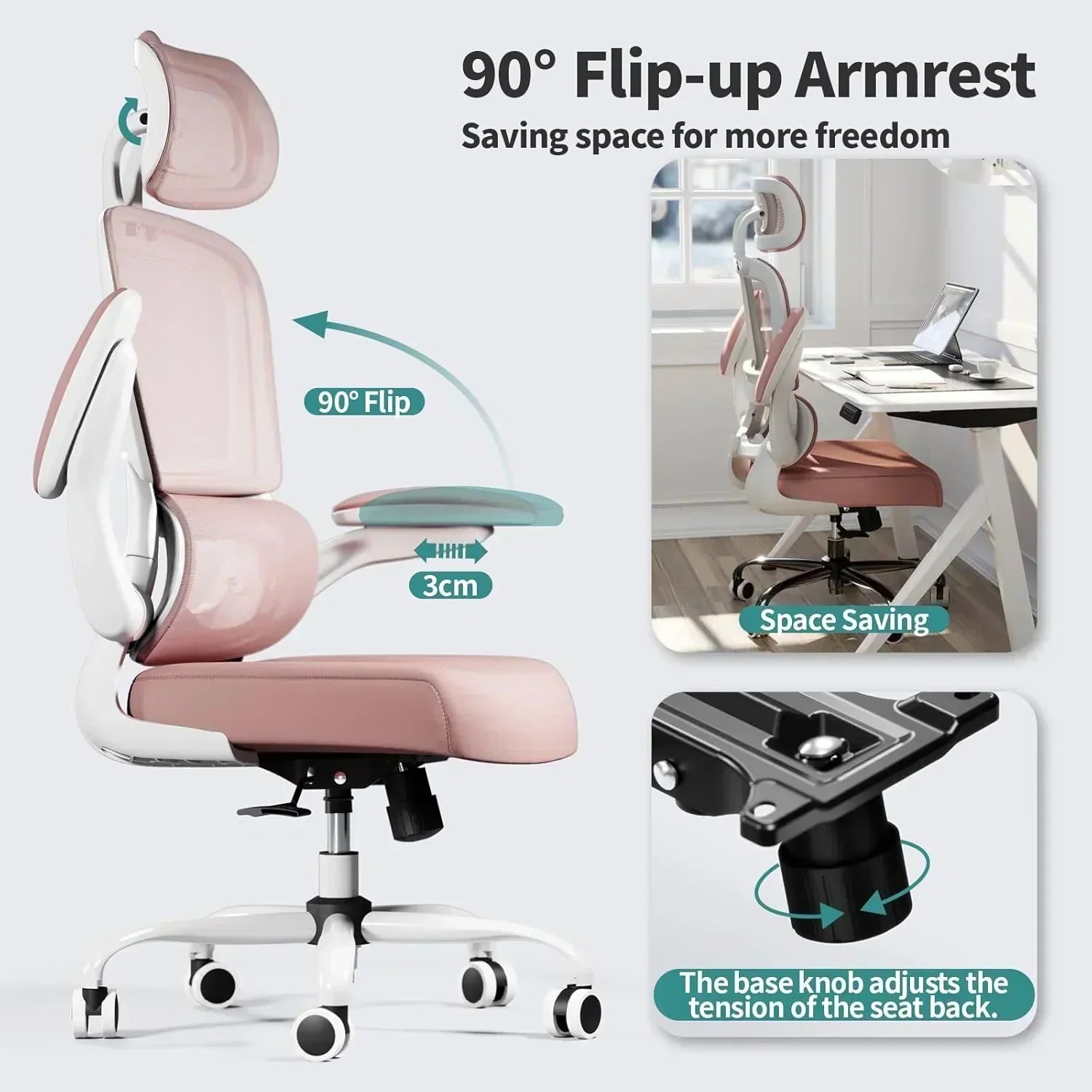 Office Chair Ergonomic Desk Chair 330 lbs Home Mesh Desk Chair Comfortable Gaming Chair wourant