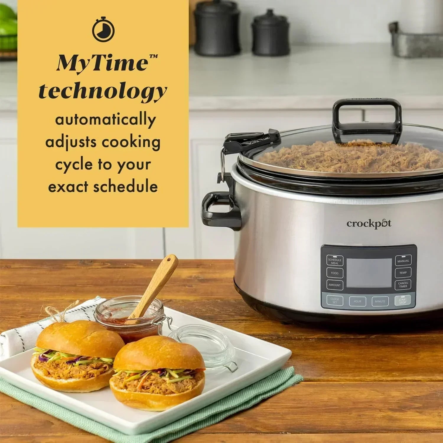 7-Quart Slow Cooker Portable Programmable with Timer Locking Lid Stainless Steel wourant