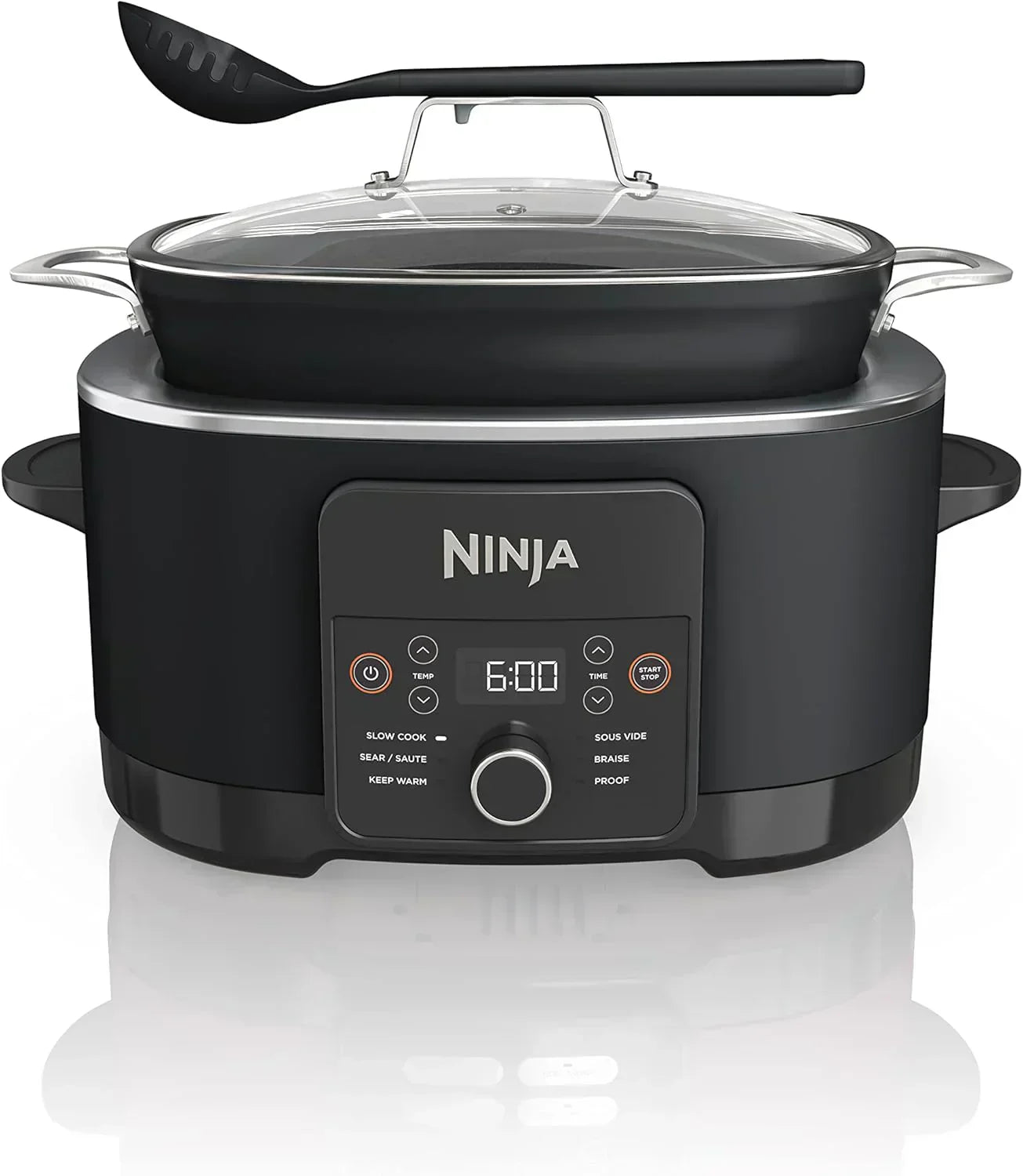 Ninja Slow Cooker 8.5 Quart Multi Cooker with Dutch oven steamer glass lid with integrated spoon wourant