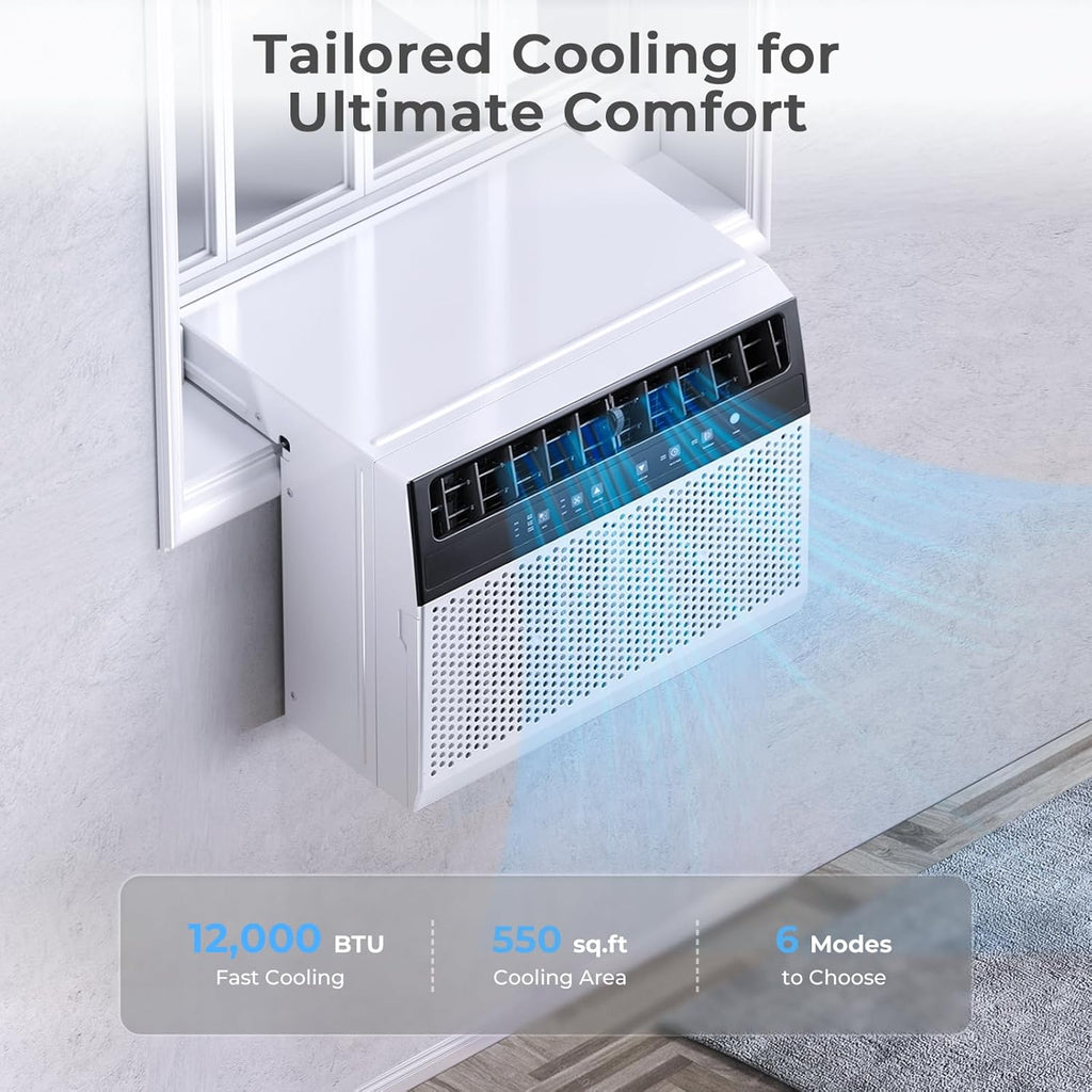 U-Shaped Window Air Conditioner 12000BTU Window AC Unit Cools up to 550 sq. ft. 6 Modes wourant