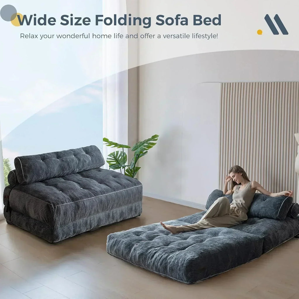 MAXYOYO Folding Sofa Bed Convertible Sleeper Chair with Pillow Foldable Mattress with Back Support wourant