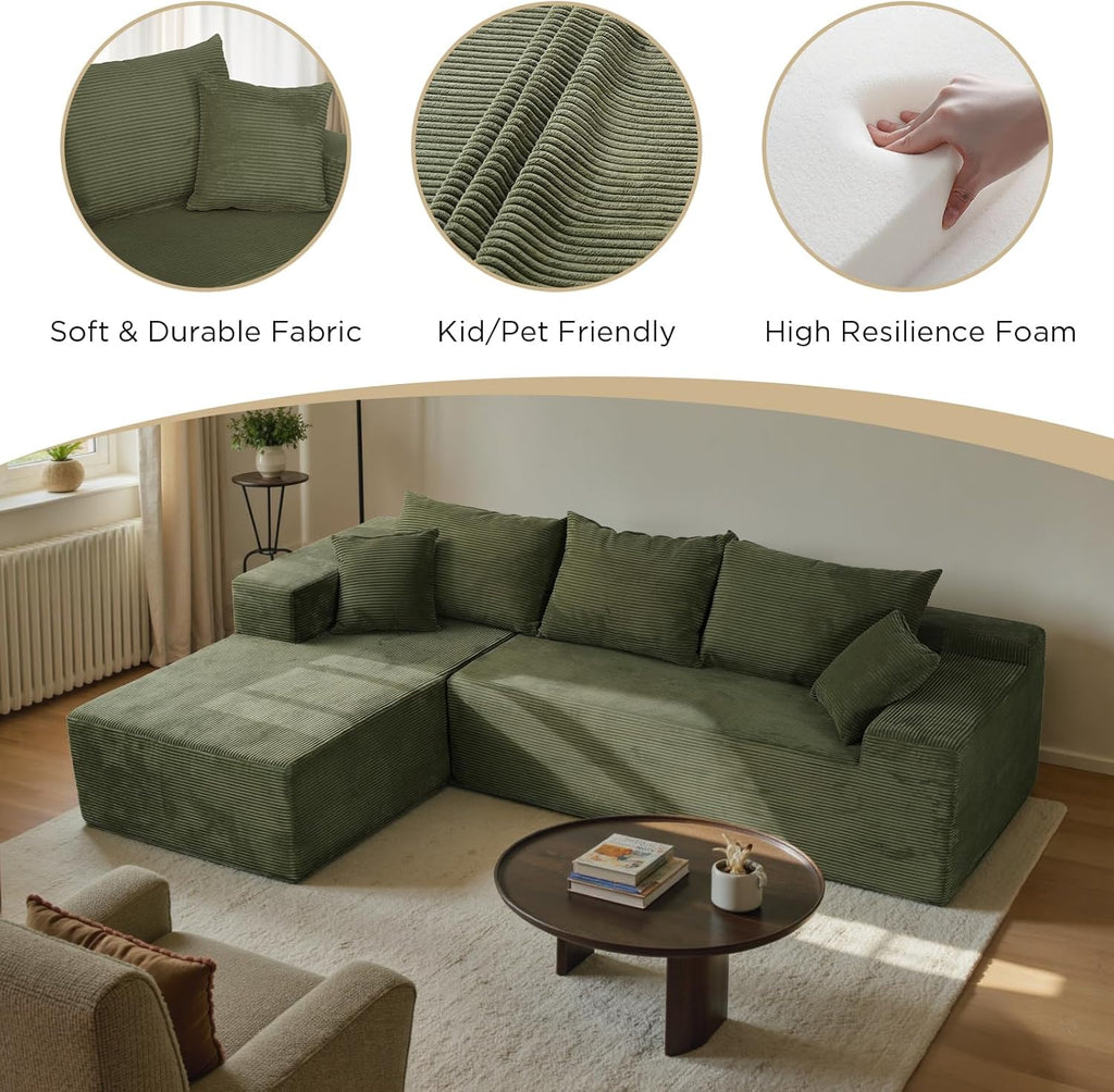 Cloud sofa with L-shaped lounge chair modern modular sofa with deep seats wourant