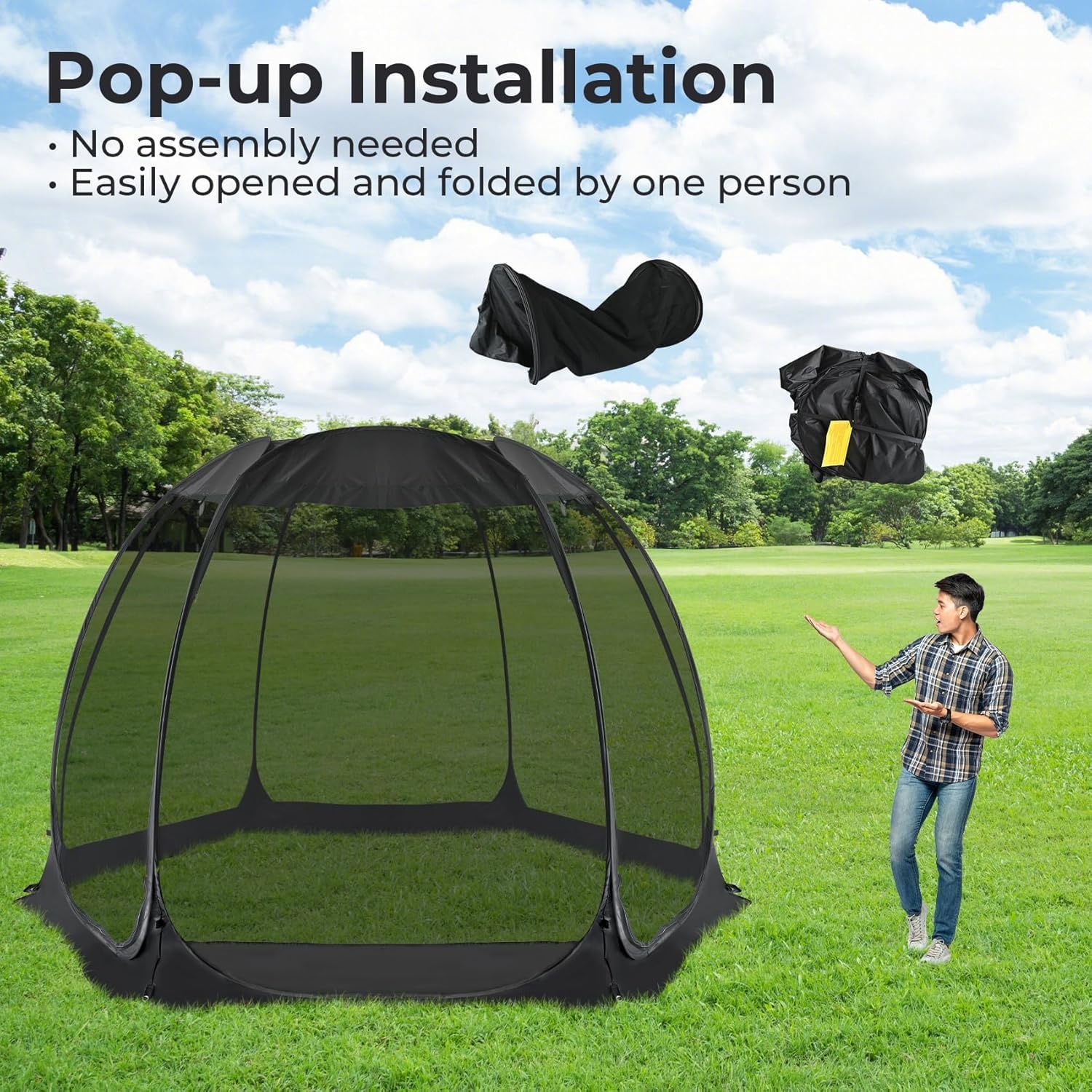 Screen gazebo sleeps 6-10-15 people Igloo-style canopy tent mosquito net on the sides Perfect wourant