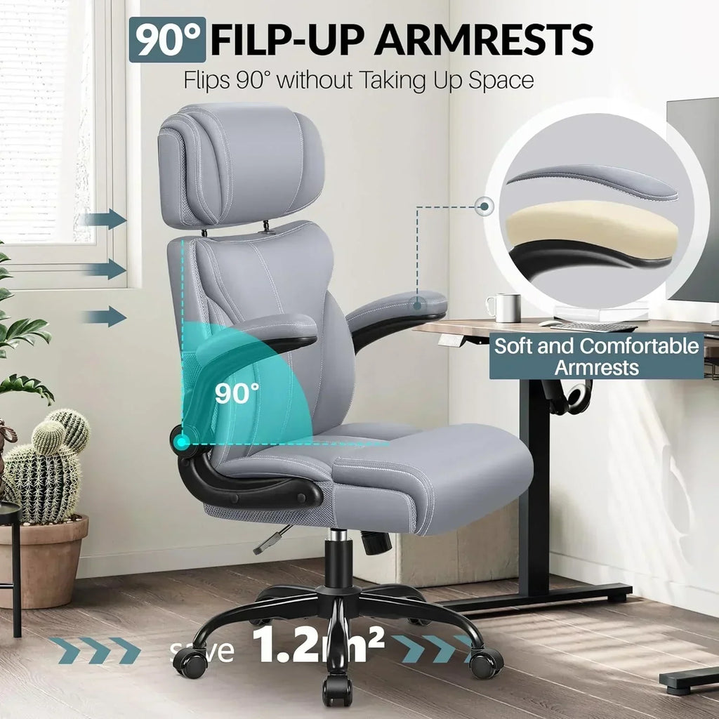 Office Chair Large High-Foot Computer Desk Chair Chair Lumbar Support Rotating Computer Chair wourant