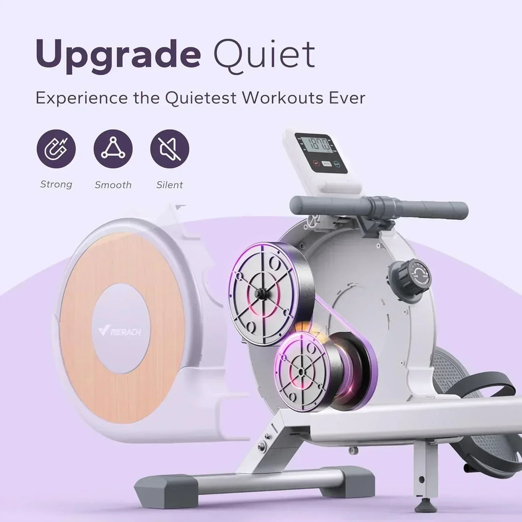 Merachi household rowing machine silent resistance dual-slide design wourant