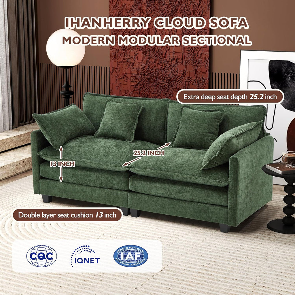 ihanherry 146-inch U-shaped modern sofa modular area cloud sofa wourant