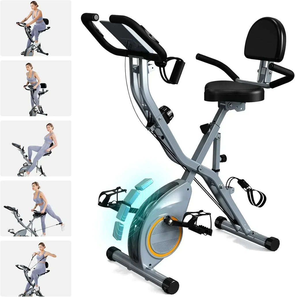 Foldable Exercise Bike Stationary Bikes  5 IN 1 Indoor Workout Cycling Bike Quiet Magnetic Resistance wourant