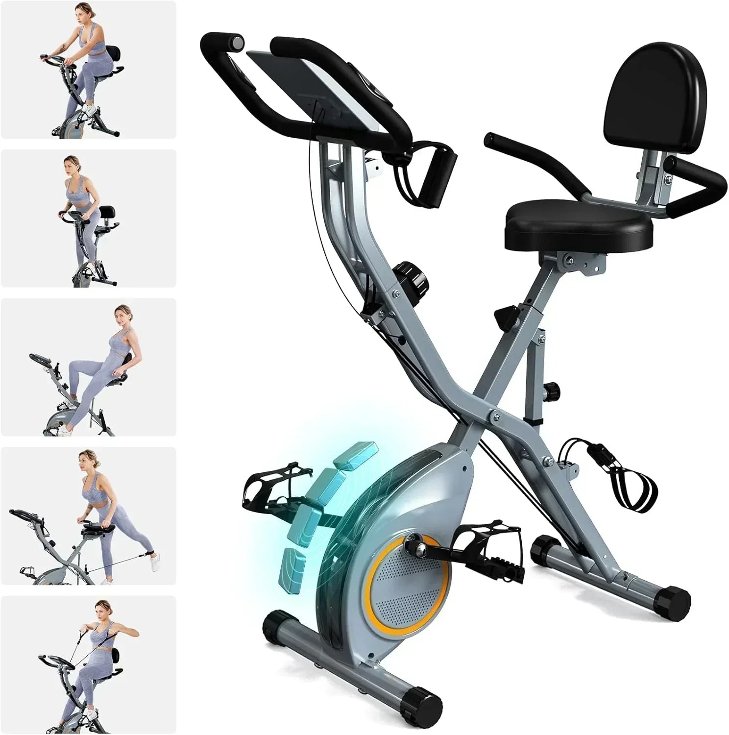 Foldable Exercise Bike Stationary Bikes  5 IN 1 Indoor Workout Cycling Bike Quiet Magnetic Resistance wourant