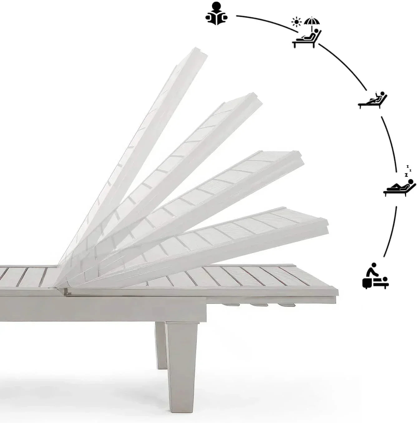 Patio Chairs Black Chaise Lounge Chair Outdoor 5-Position Adjustable Sun Tanning Chair wourant