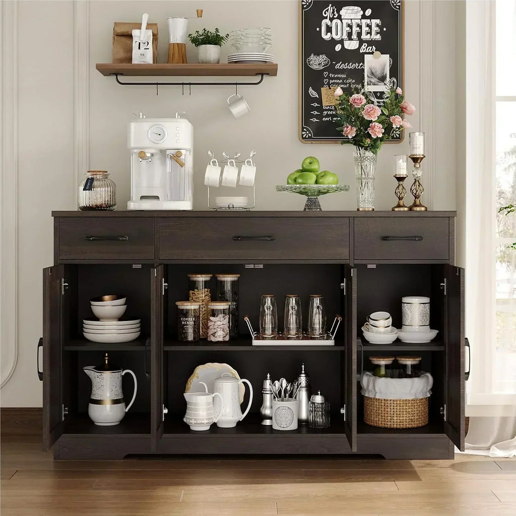 Sideboard with drawers large 55-inch sideboard modern farmhouse wood kitchen dining table wourant