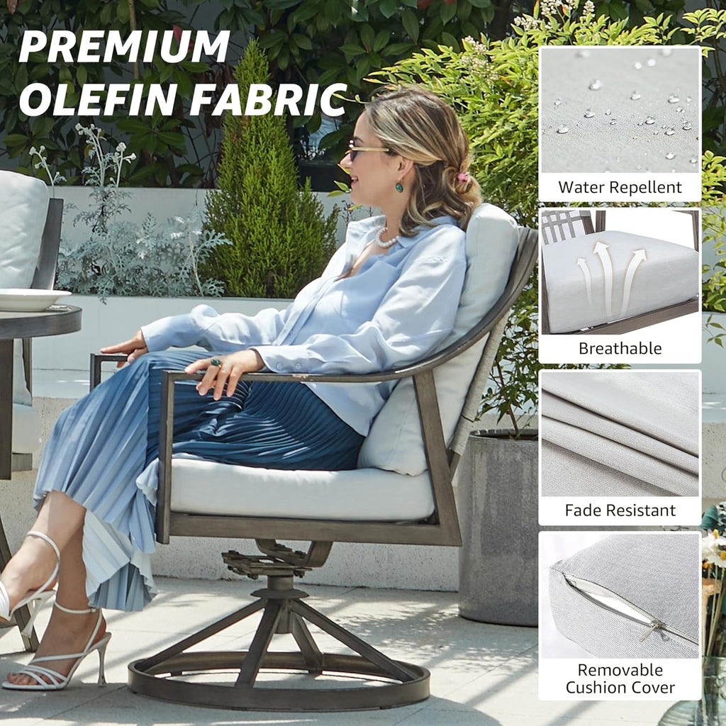 NATURAL EXPRESSIONS 5-Piece Outdoor Patio Dining Set 4pcs Patio Swivel Rocking Chairs wourant