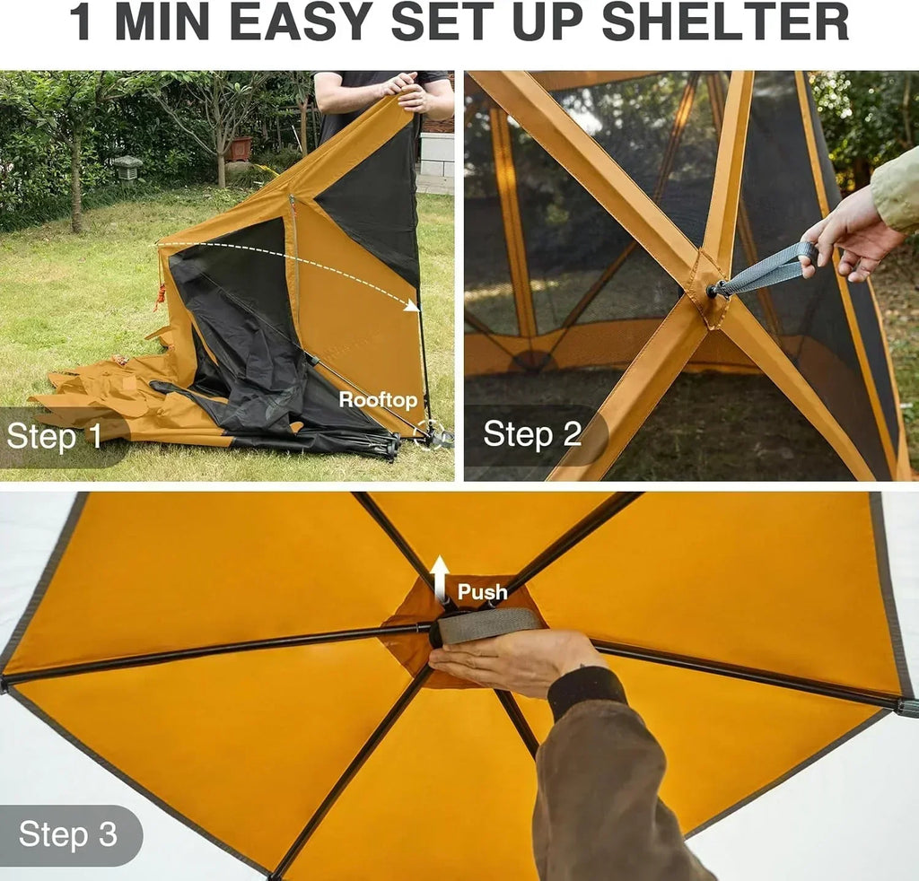 Pop up Screen House Tent for Camping 11.5 x 9.8 ft Instant Screened Gazebo Canopy wourant