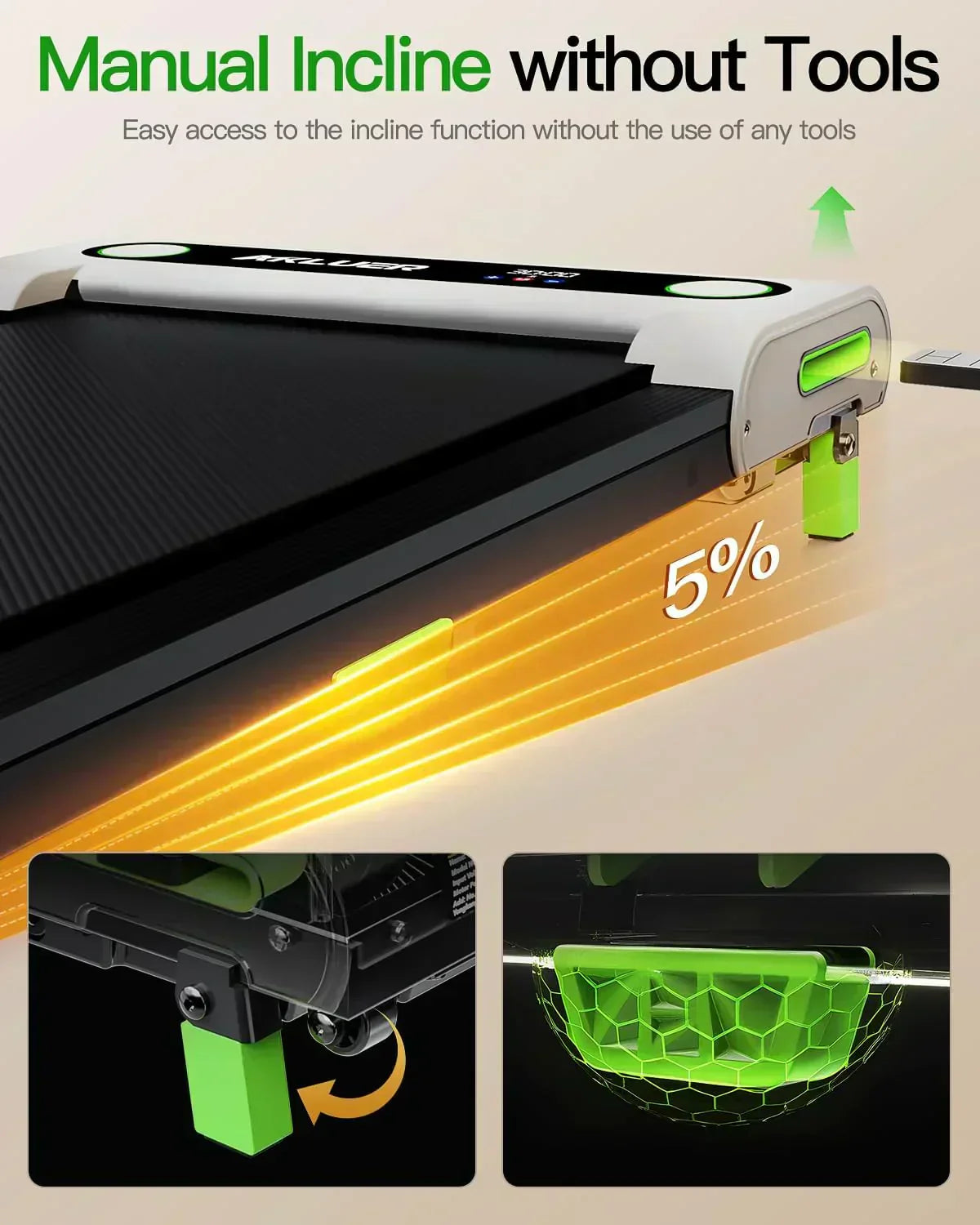 Akluer Inclined Home Treadmill 2.5 HP Small Under-Desk Treadmill Remote Control LED Display wourant