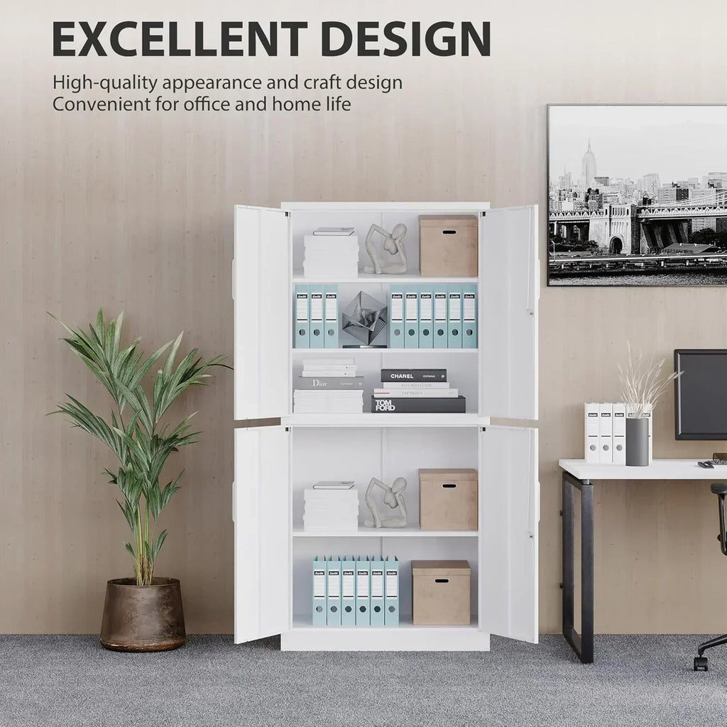 Metal Storage Cabinet with 2 Doors and 6 Shelves Black Metal Cabinet Garage Storage Cabinet wourant