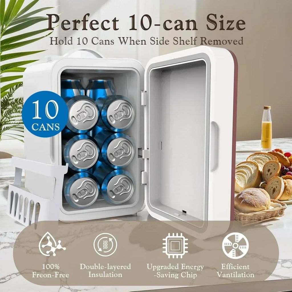 Skincare Fridge 6L/10 Can Mini Fridge for Bedroom with Dimmable LED Mirror Portable Cooler wourant