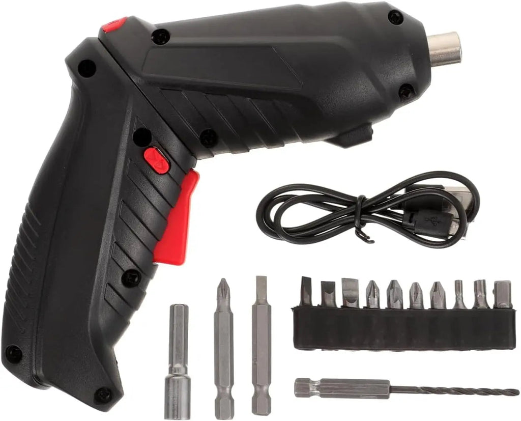 Cordless Rechargeable Screwdriver Set Compact Electric Drill with LED Light zrendora