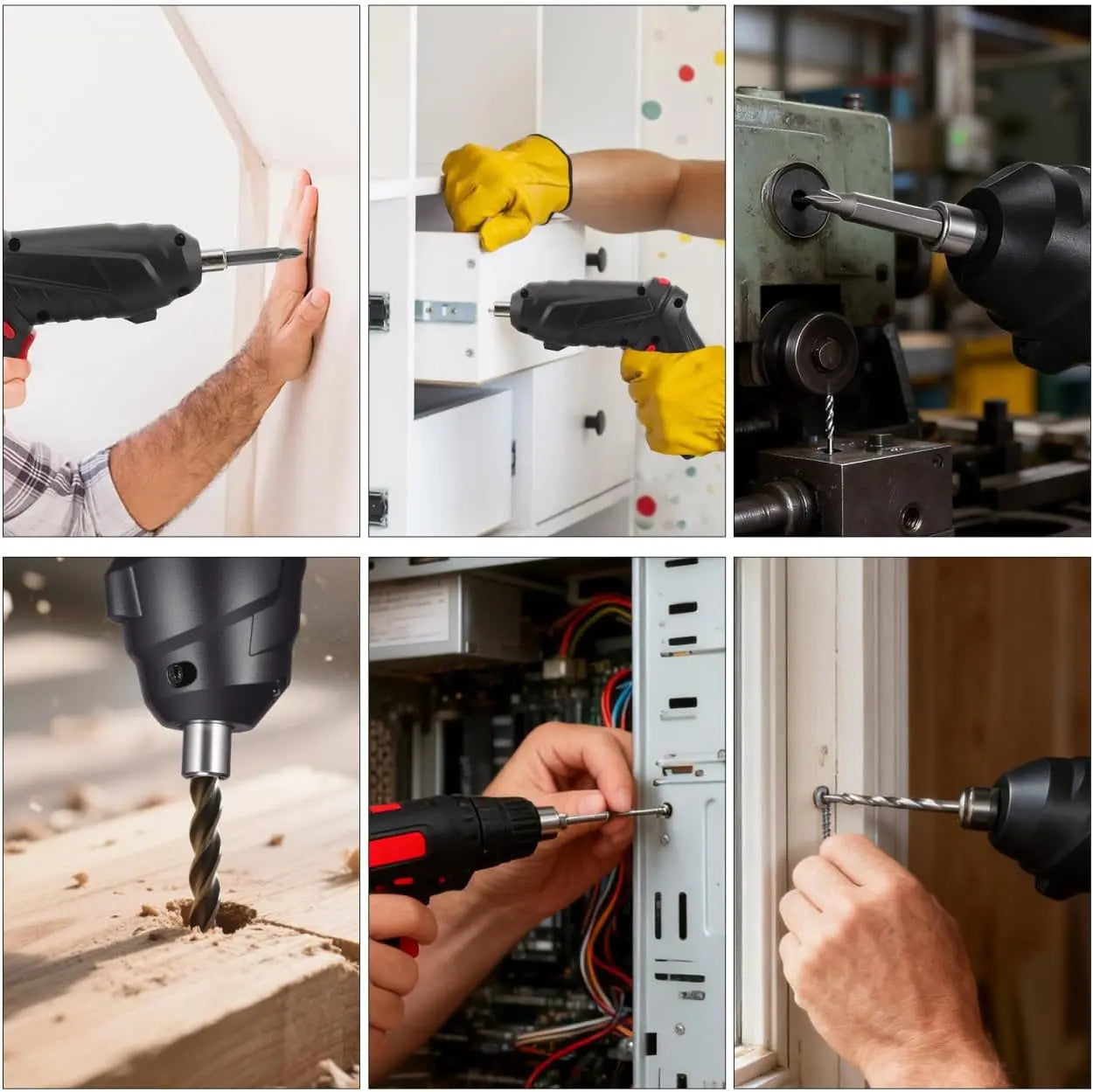 Cordless Rechargeable Screwdriver Set Compact Electric Drill with LED Light zrendora