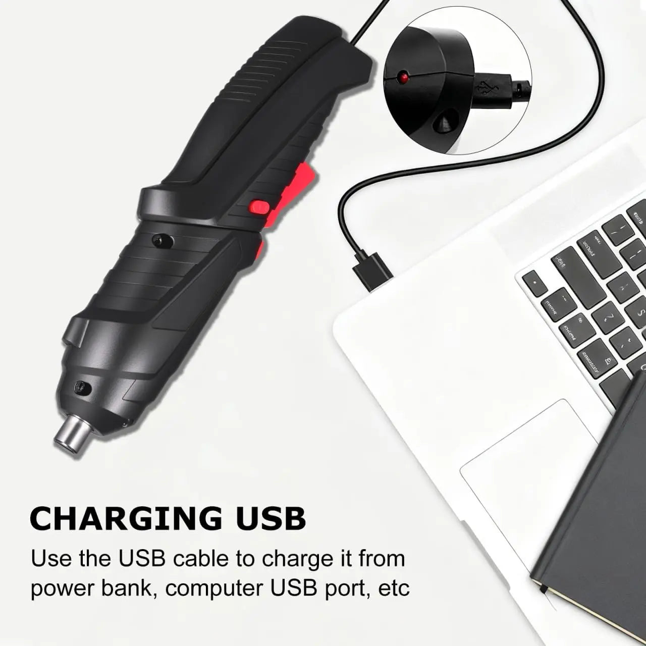 Cordless Rechargeable Screwdriver Set Compact Electric Drill with LED Light zrendora