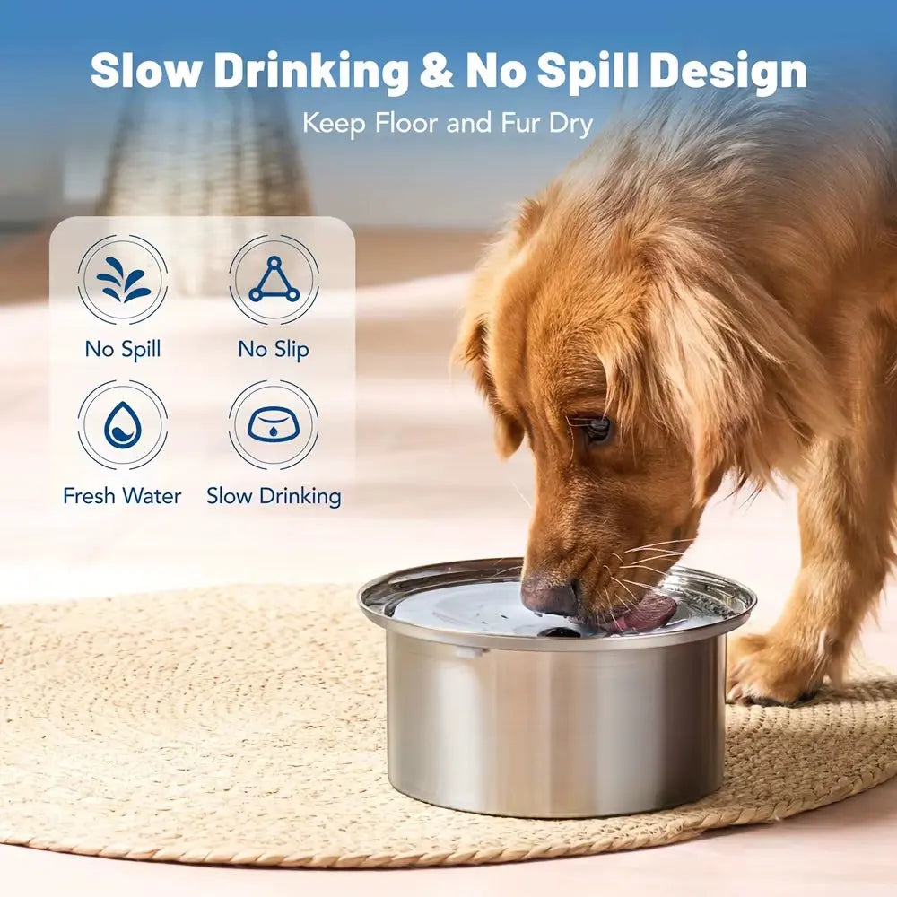 Stainless Steel No Spill Dog Water Bowl with Float Plate for Travel and Car Use wourant