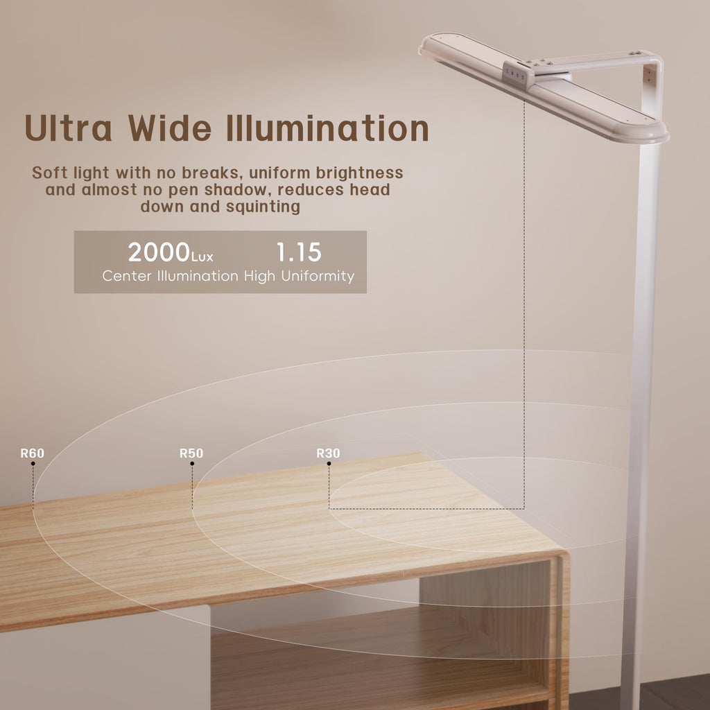LED Desk Lamp for Home Office Double Head 24W Dimmable 5 Colors 5 Brightness Levels Gooseneck