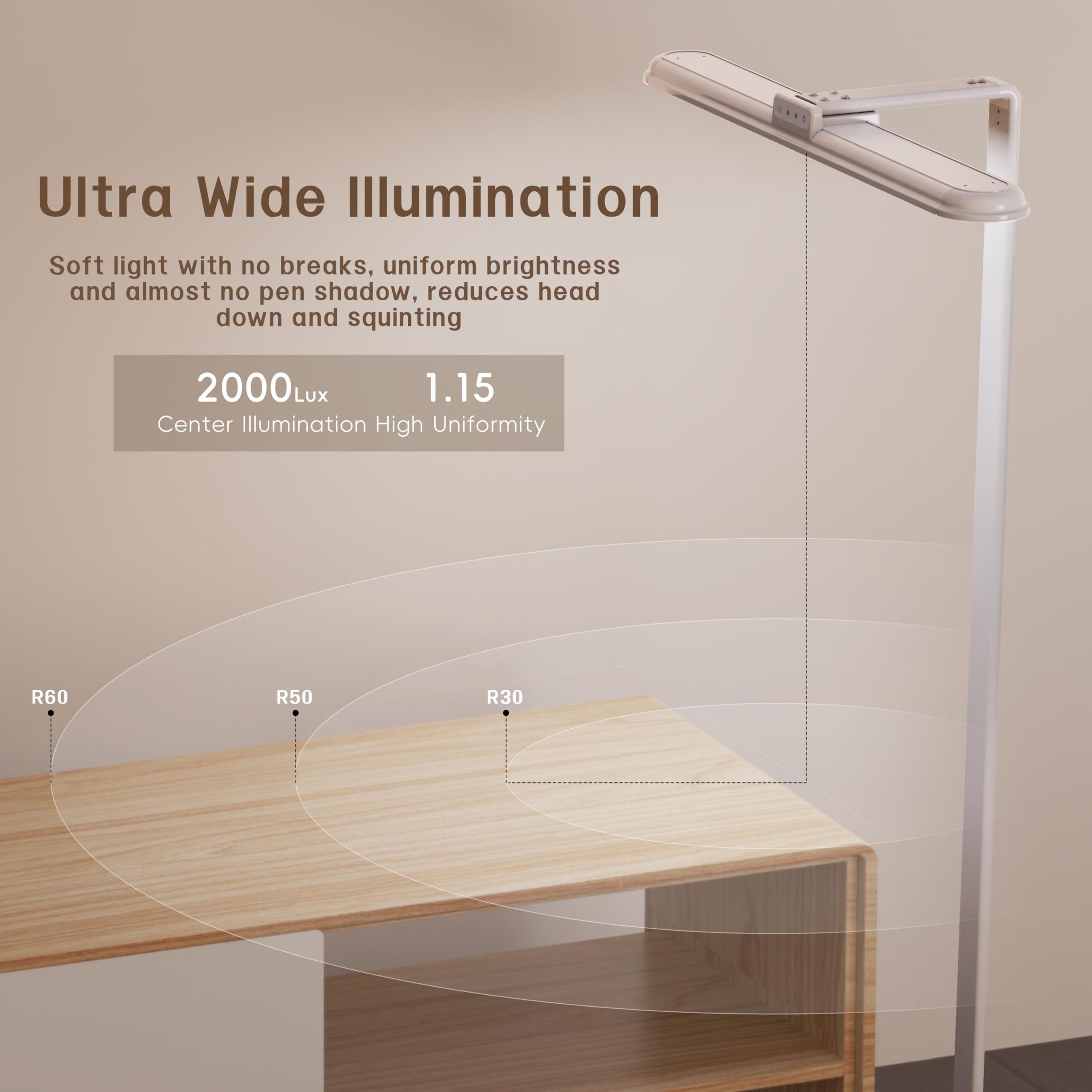 LED Desk Lamp for Home Office Double Head 24W Dimmable 5 Colors 5 Brightness Levels Gooseneck