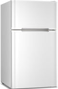 Antarctic Star Compact Mini Refrigerator Separate Freezer, Small Fridge Double 2-Door Adjustable Removable Retro Stainless Steel Shelves Living room/Kitchen/Dorm/Office 3.2 cu ft.Green wourant