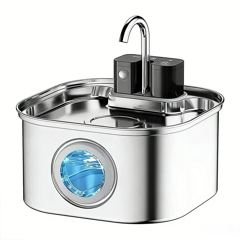 Wireless Cat Water Fountain 3.2L Stainless Steel with Rechargeable Battery LCD Display and Filter wourant