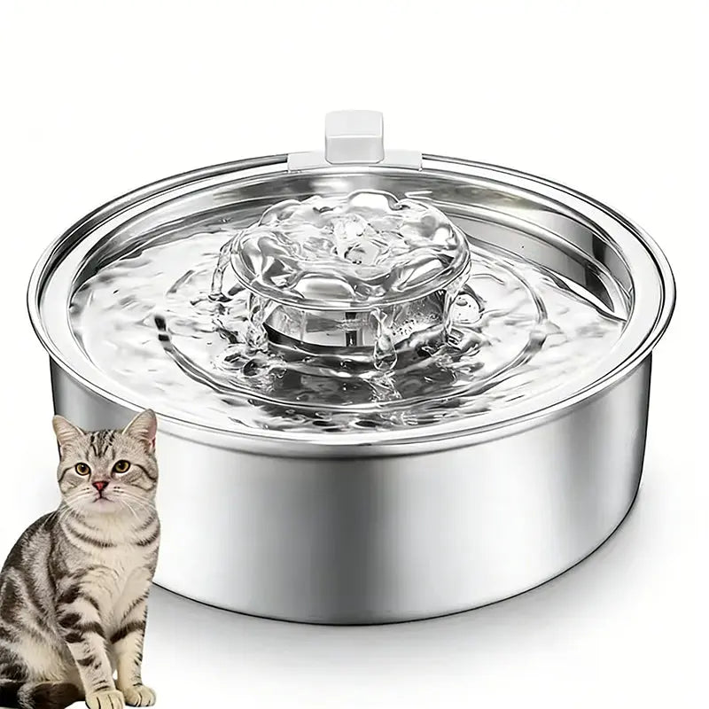 Automatic Pet Water Fountain 2L Stainless Steel Bowl with Filter and Quiet Pump for Cats and Dogs wourant