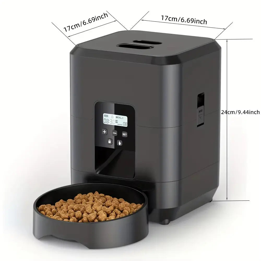 Automatic Cat Feeder 2L Timed Dry Food Dispenser with LCD Display and Slow Feed Mode for Cats and Small Dogs wourant