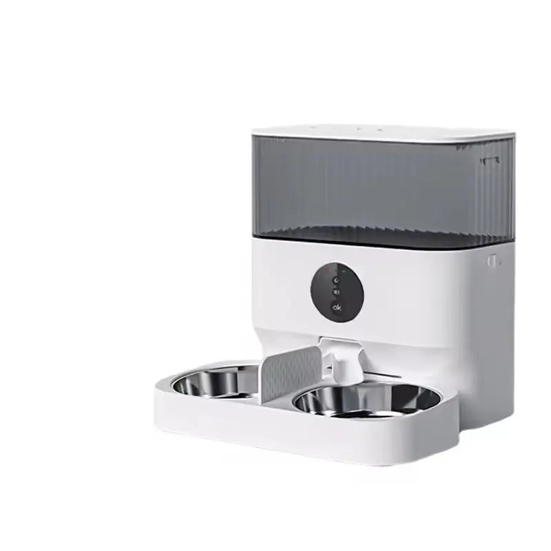 Automatic Pet Feeder with Camera and Double Stainless Steel Bowls Timed WiFi App Control for Two Cats or Dogs wourant